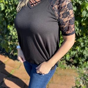 Black Lace V-Neck